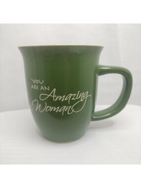You are An Amazing Woman Mug Cup Proverbs 31:29 Green Tan Abbey Press 4"1/2x4